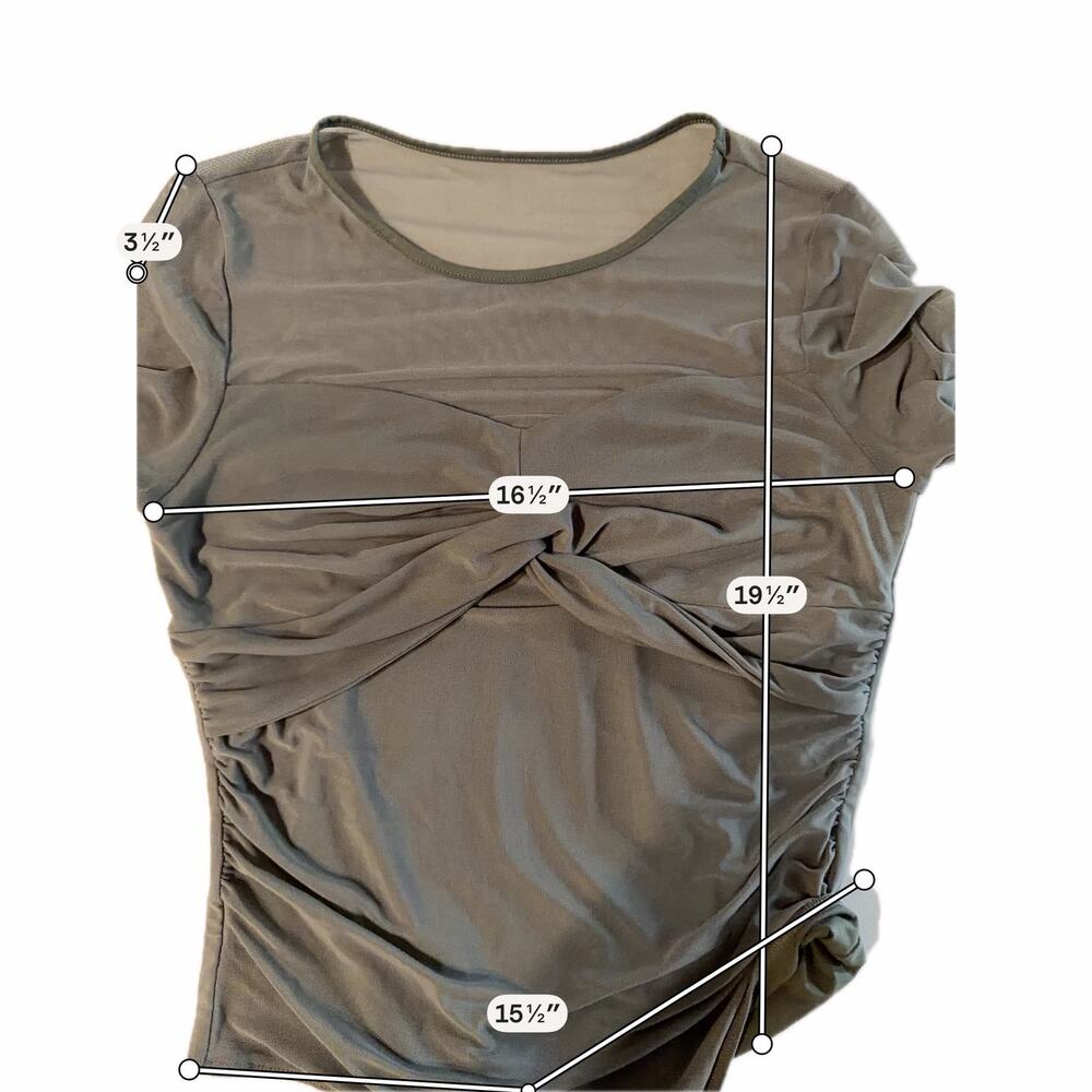 reoria olive mesh sheer and covered bodysuit long sleeve l euc - Picture 2 of 7